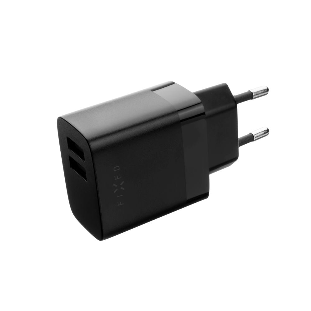 Carregador de Rede com Cabo microUSB Fixed, 17W, 3A, 2 x USB-A, Preto