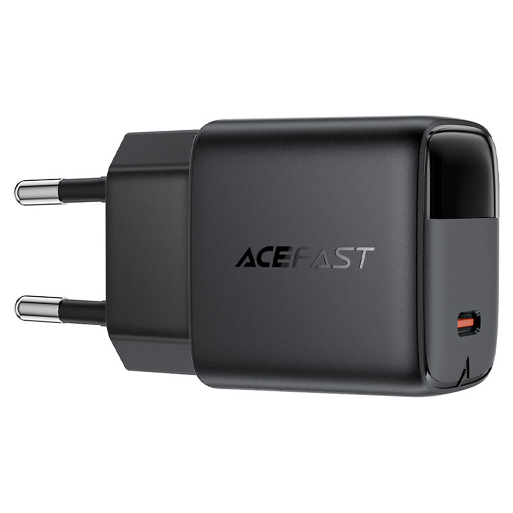 Carregador de Rede com Cabo USB-C Acefast A115 Display, 30W, 3A, 1 x USB-C, Preto