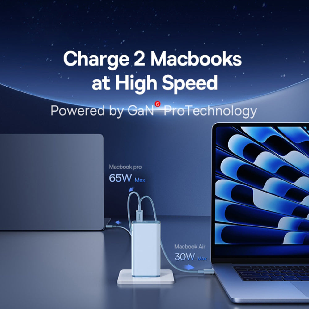 Carregador de Rede com Cabo USB-C Baseus GaN6 Pro, 100W, 3.25A, 2 x USB-A - 2 x USB-C, Azul P10162705312-00