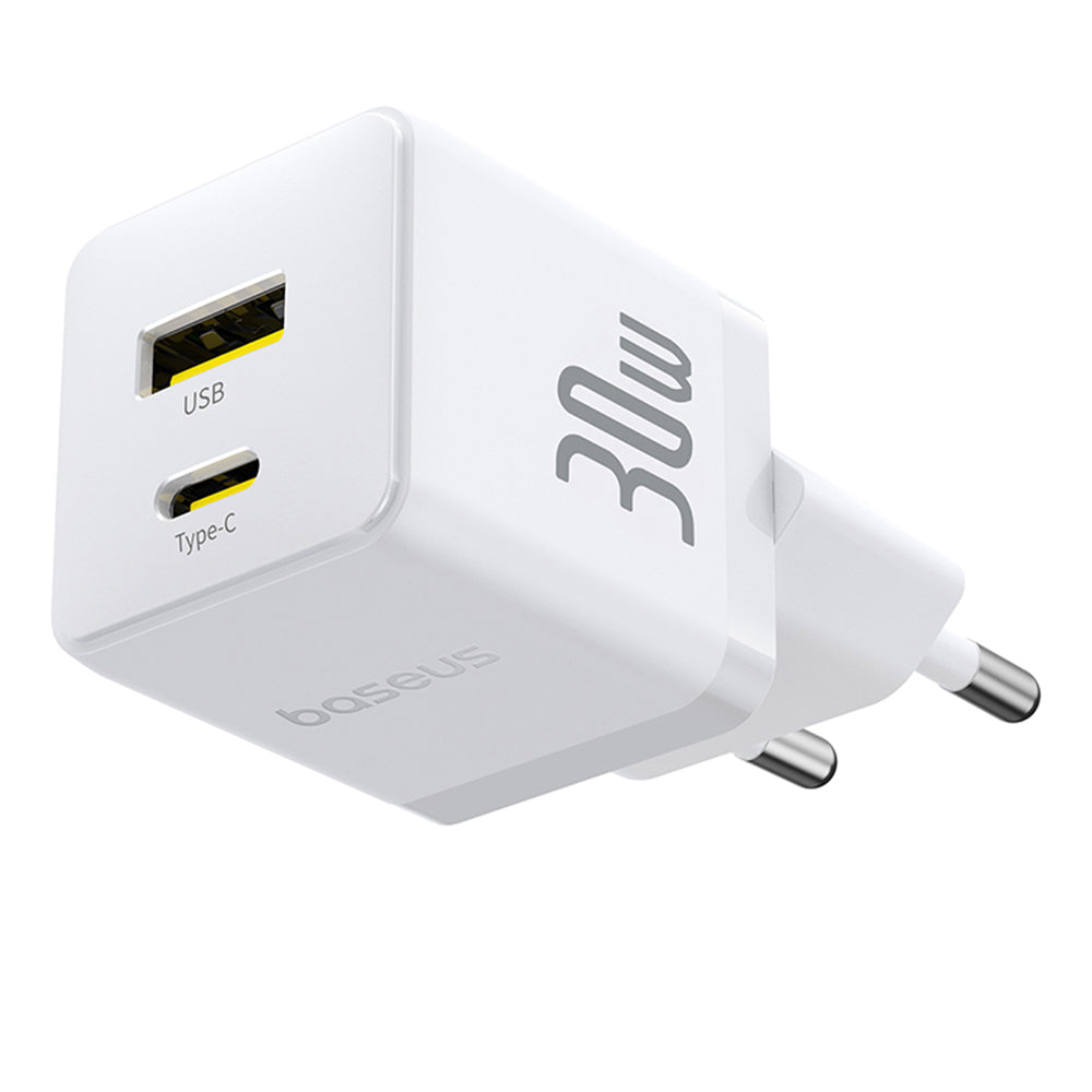 Carregador de Rede com Cabo USB-C Baseus Palm, 30W, 3A, 1 x USB-A - 1 x USB-C, Branco P1011160A213-01