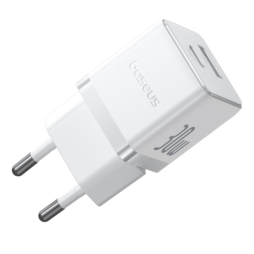 Carregador de Rede com Cabo USB-C Baseus Palm, 30W, 3A, 1 x USB-A - 1 x USB-C, Branco P1011160A213-01