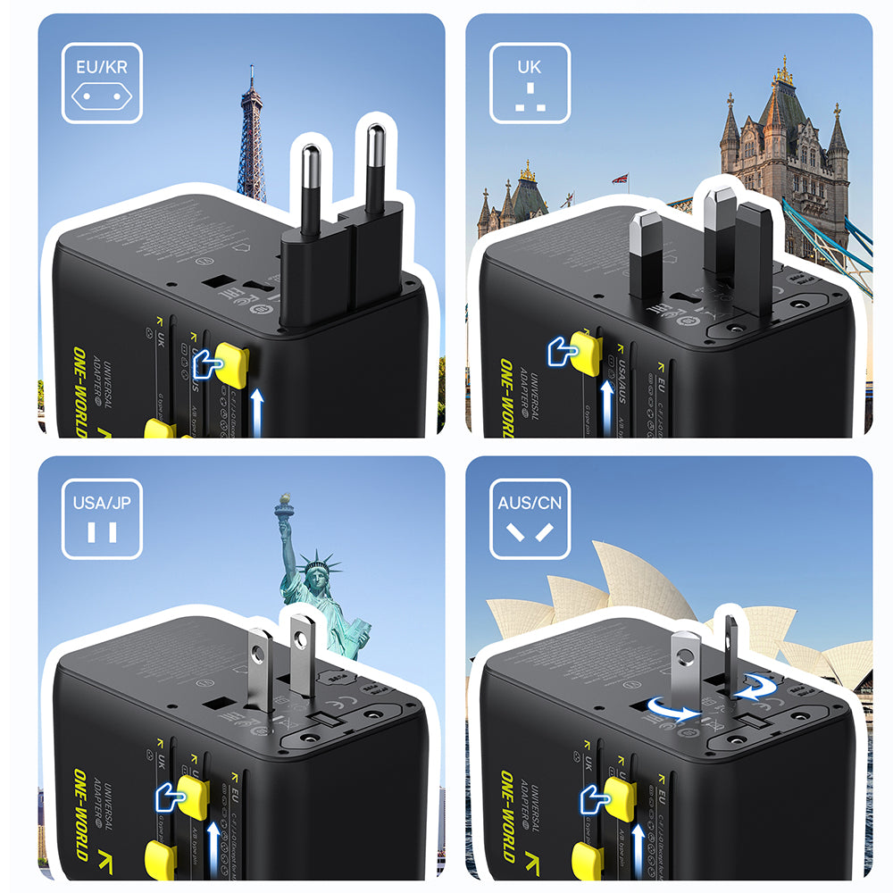 Carregador de Rede com Cabo USB-C Baseus Travel PicoGo AG11, 45W, 2 x Tomada - 1 x USB-C - 2 x USB-A, Preto E0307F00