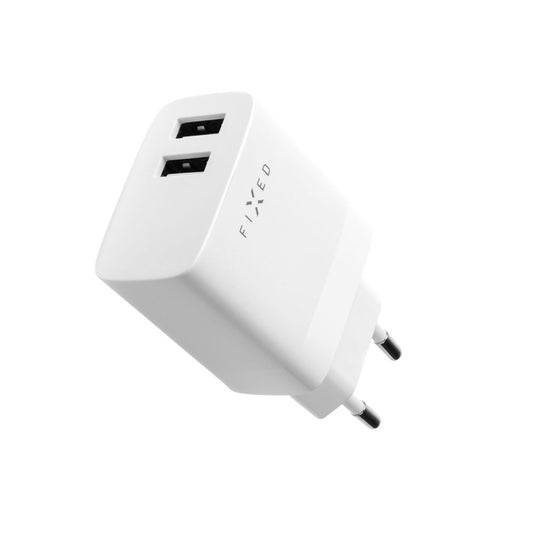 Carregador de Rede com Cabo USB-C Fixed, 17W, 3A, 2 x USB-A, Branco