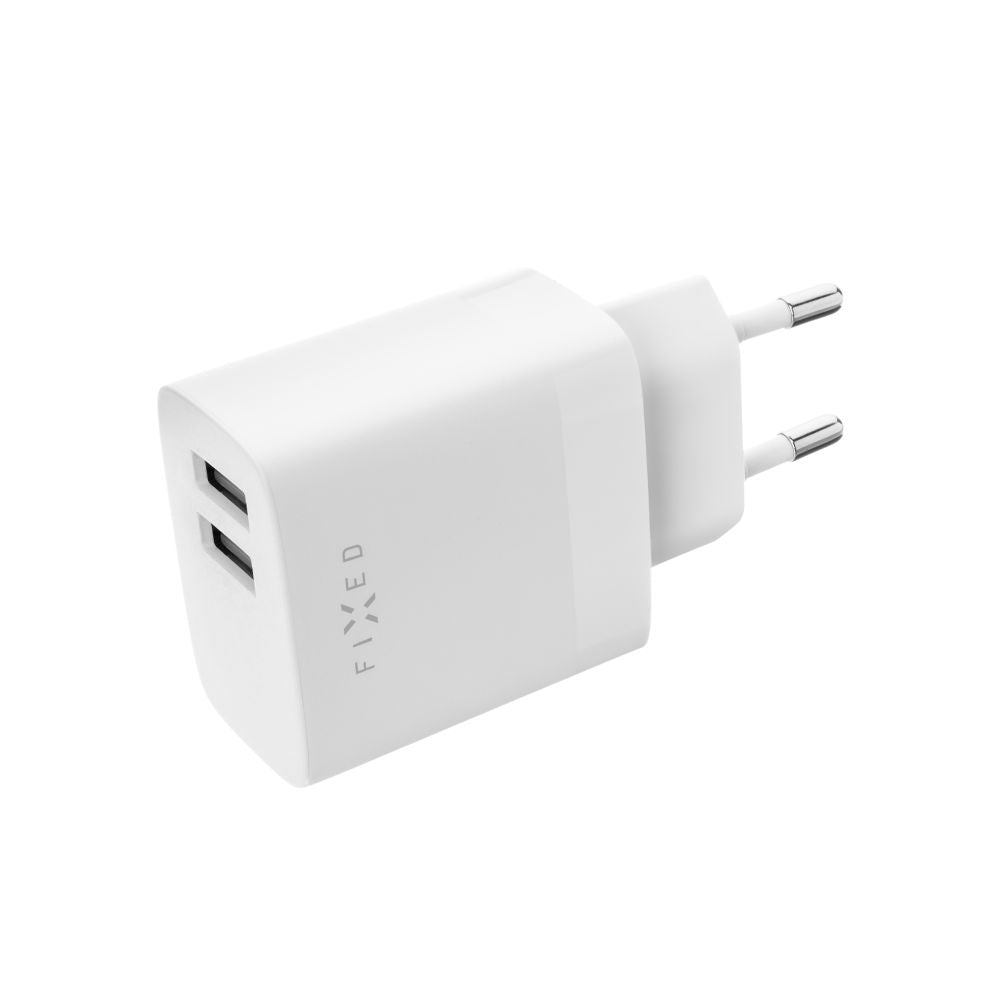 Carregador de Rede com Cabo USB-C Fixed, 17W, 3A, 2 x USB-A, Branco