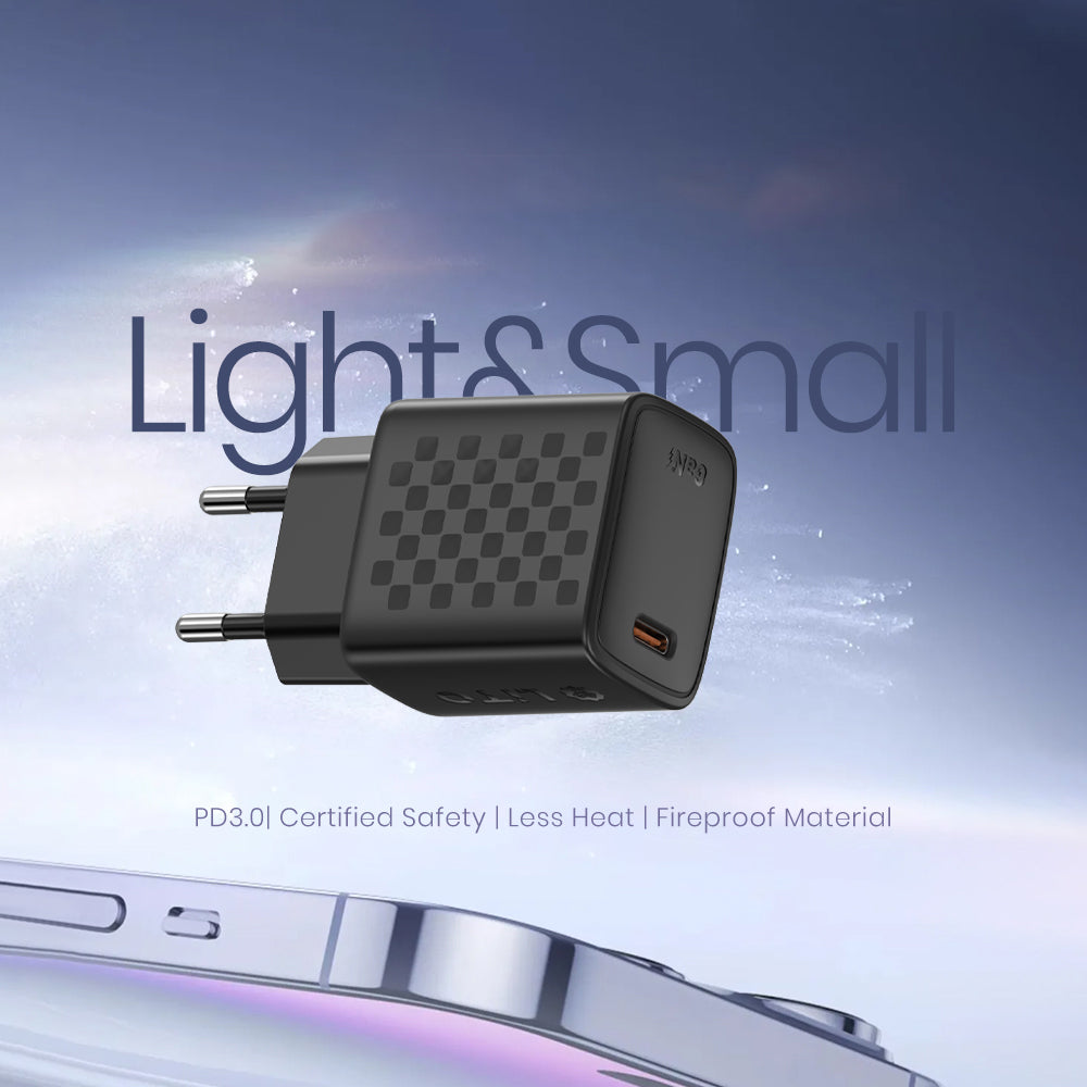 Carregador de Rede com Cabo USB-C Lito LC17T, 30W, 3A, 1 x USB-C, Preto