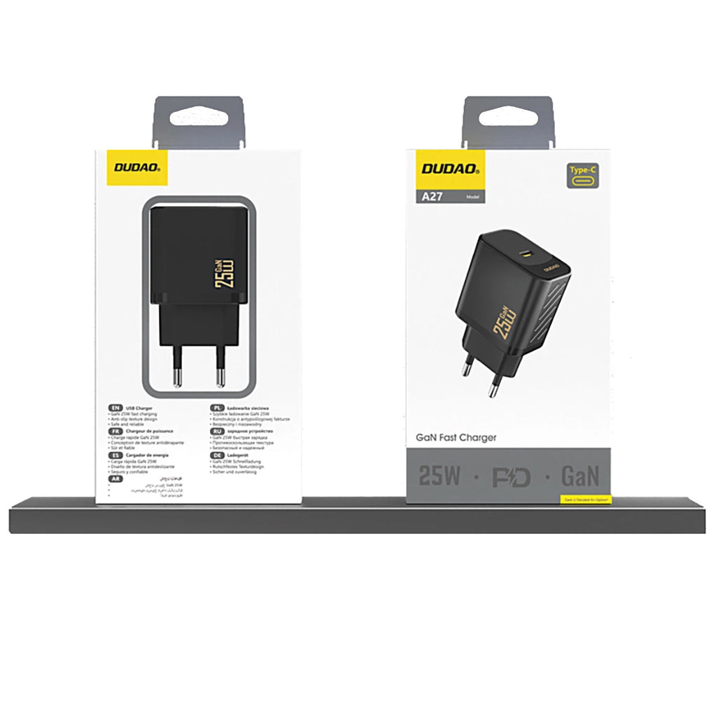 Carregador de Rede Dudao A27, 25W, 3A, 1 x USB-C, Preto