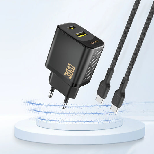 Carregador de Rede Dudao A27TEU, 30W, 3A, 1 x USB-A - 1 x USB-C, Preto
