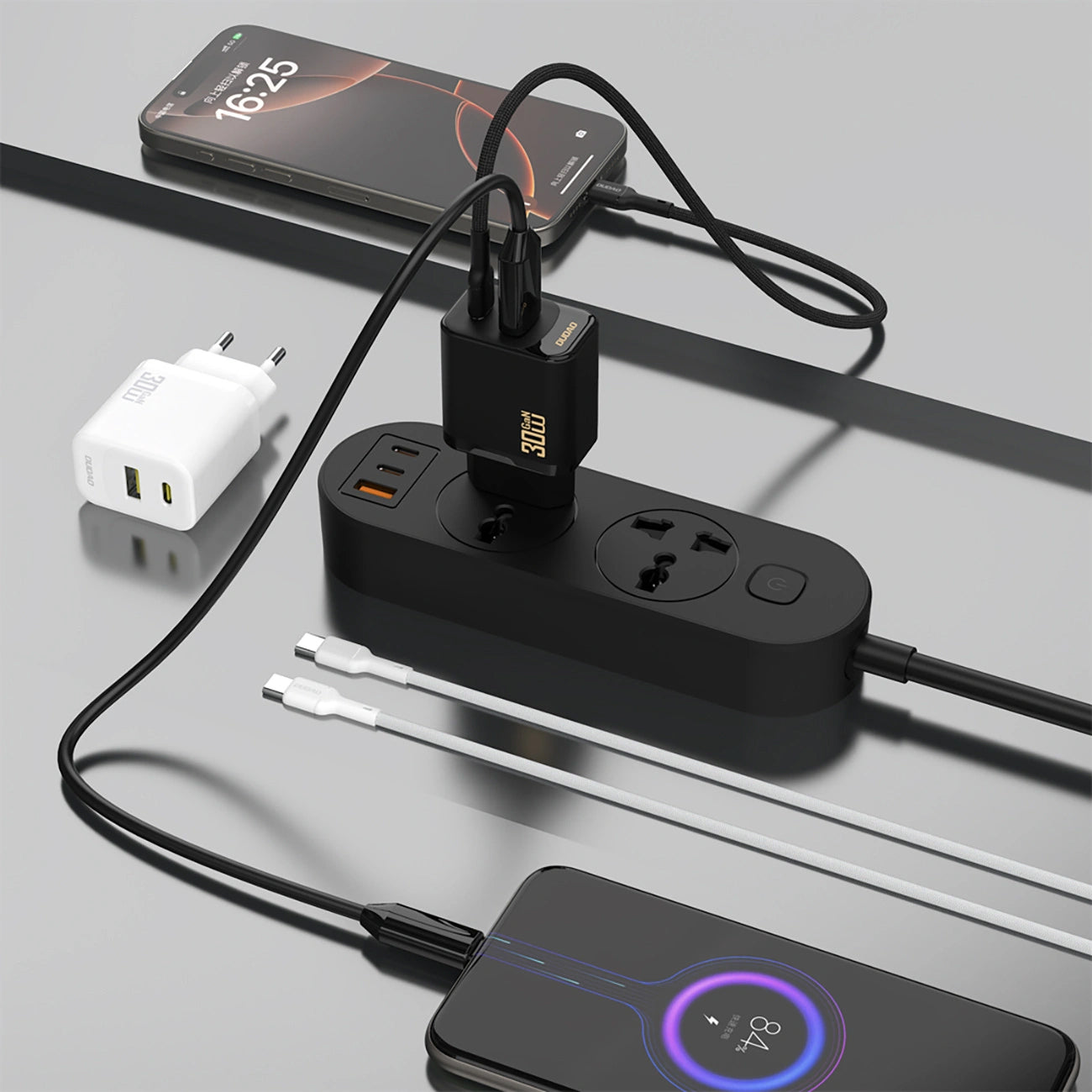 Carregador de Rede Dudao A27TEU, 30W, 3A, 1 x USB-A - 1 x USB-C, Preto