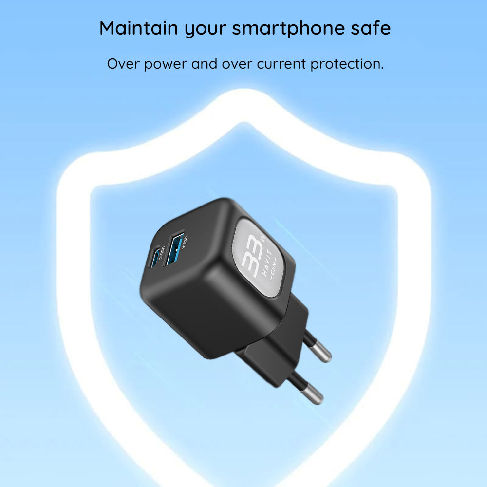 Carregador de Rede HAVIT UC230, 33W, 3A, 1 x USB-A - 1 x USB-C, Verde