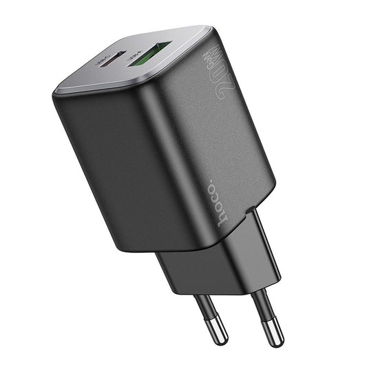 Carregador de Rede HOCO N41, 20W, 3A, 1 x USB-A - 1 x USB-C, Preto