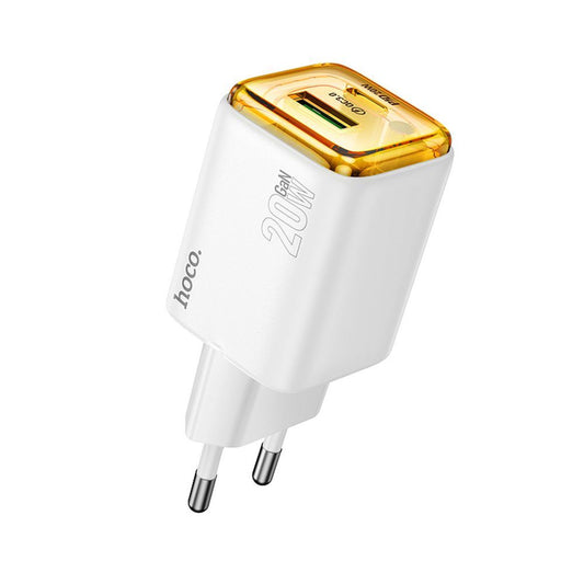 Carregador de Rede HOCO N52, 20W, 3A, 1 x USB-A - 1 x USB-C, Branco