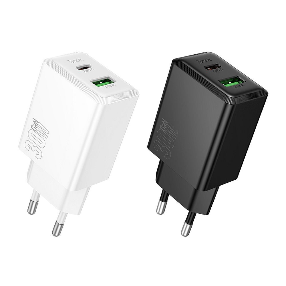 Carregador de Rede HOCO N71, 30W, 3A, 1 x USB-A - 1 x USB-C, Preto