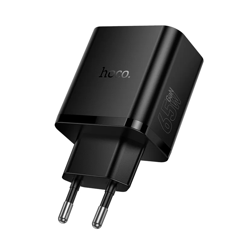 HOCO N75 Network Charger, 65W, 3A, 1 x USB-A - 2 x USB-C, Black