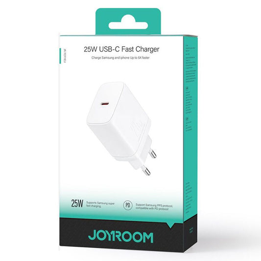 Carregador de rede Joyroom JR-TCF11, 25W, 3A, 1 x USB-C, branco