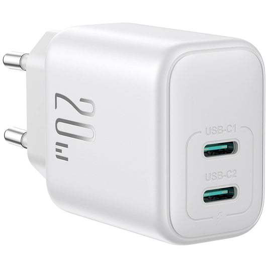 Carregador de Rede Joyroom JR-TCF12, 20W, 3A, 2 x USB-C, Branco