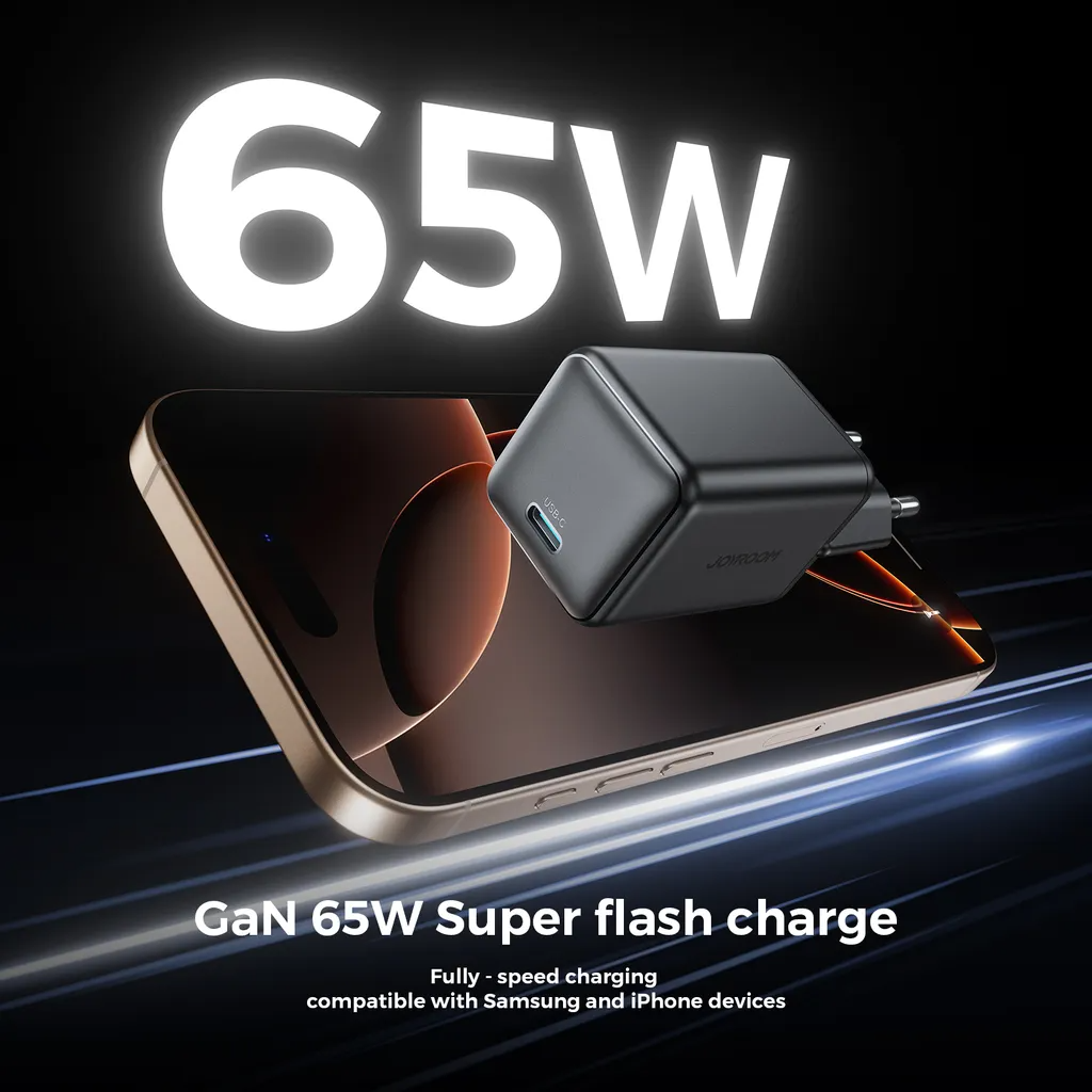 Joyroom JR-TCG18 Network Charger, 65W, 3.25A, 1 x USB-C, Black