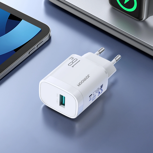 Carregador de Rede Joyroom JR-TF4, 18W, 3A, 1 x USB-A, Branco