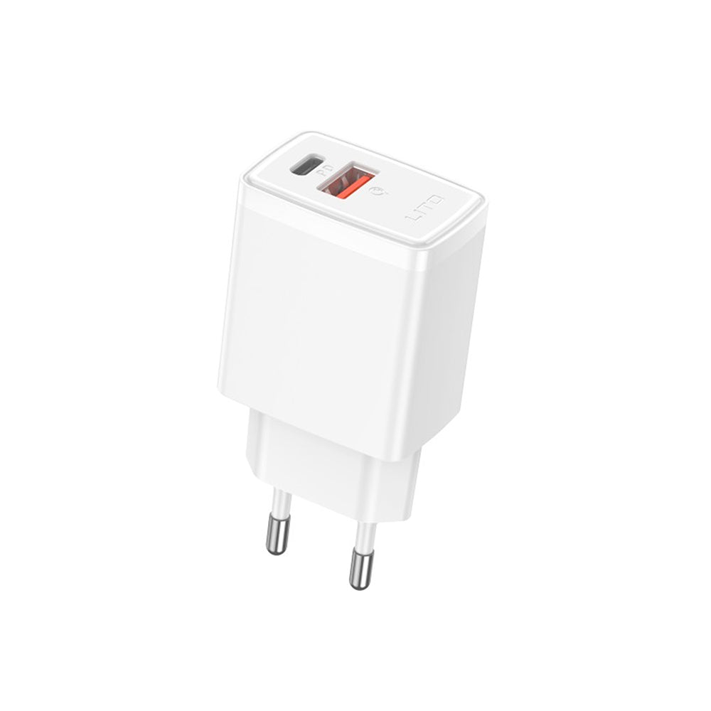 Carregador de Rede Lito LC09, 20W, 3A, 1 x USB-A - 1 x USB-C, Branco