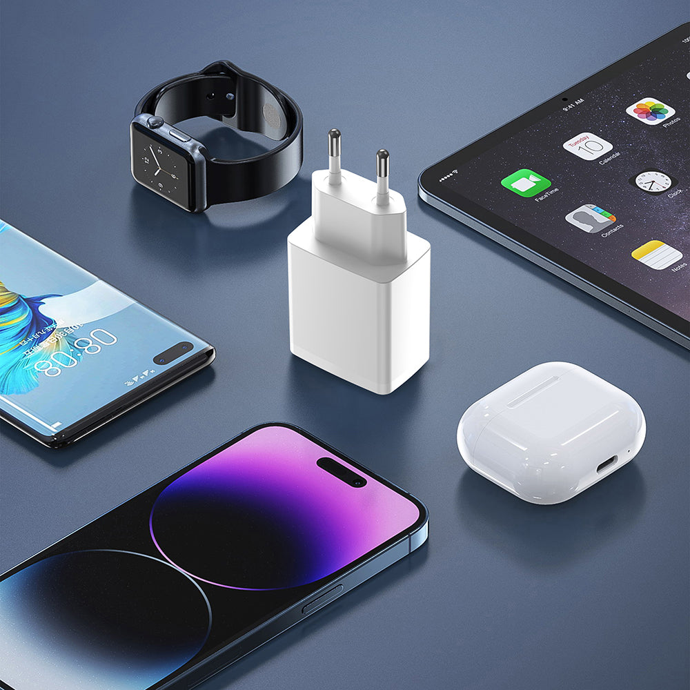 Carregador de Rede Lito LC09, 20W, 3A, 1 x USB-A - 1 x USB-C, Branco