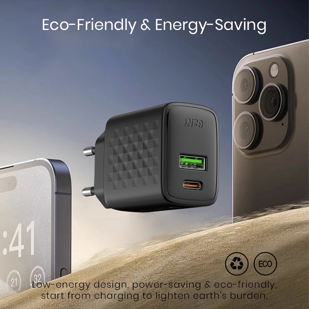 Carregador de Rede Lito LC15, 20W, 3A, 1 x USB-A - 1 x USB-C, Preto