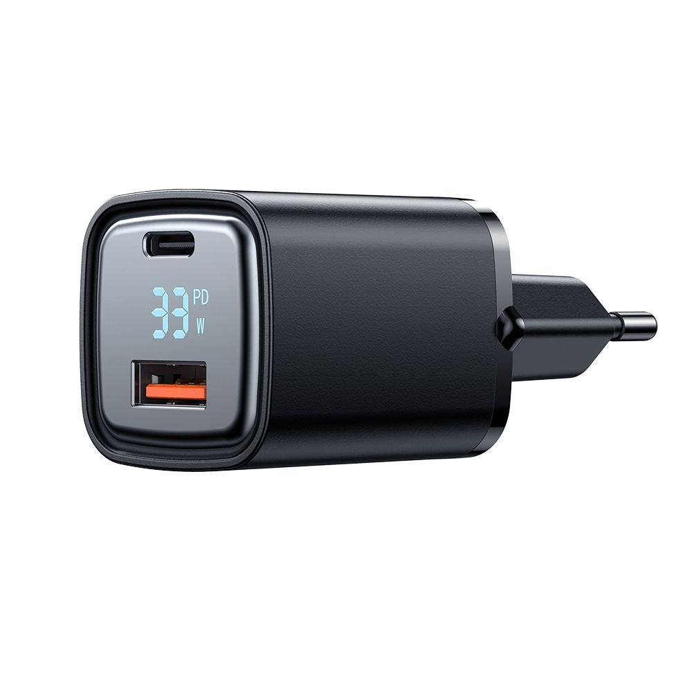 Carregador de Rede McDodo CH-1701 Graphite Display, 33W, 3A, 1 x USB-A - 1 x USB-C, Preto