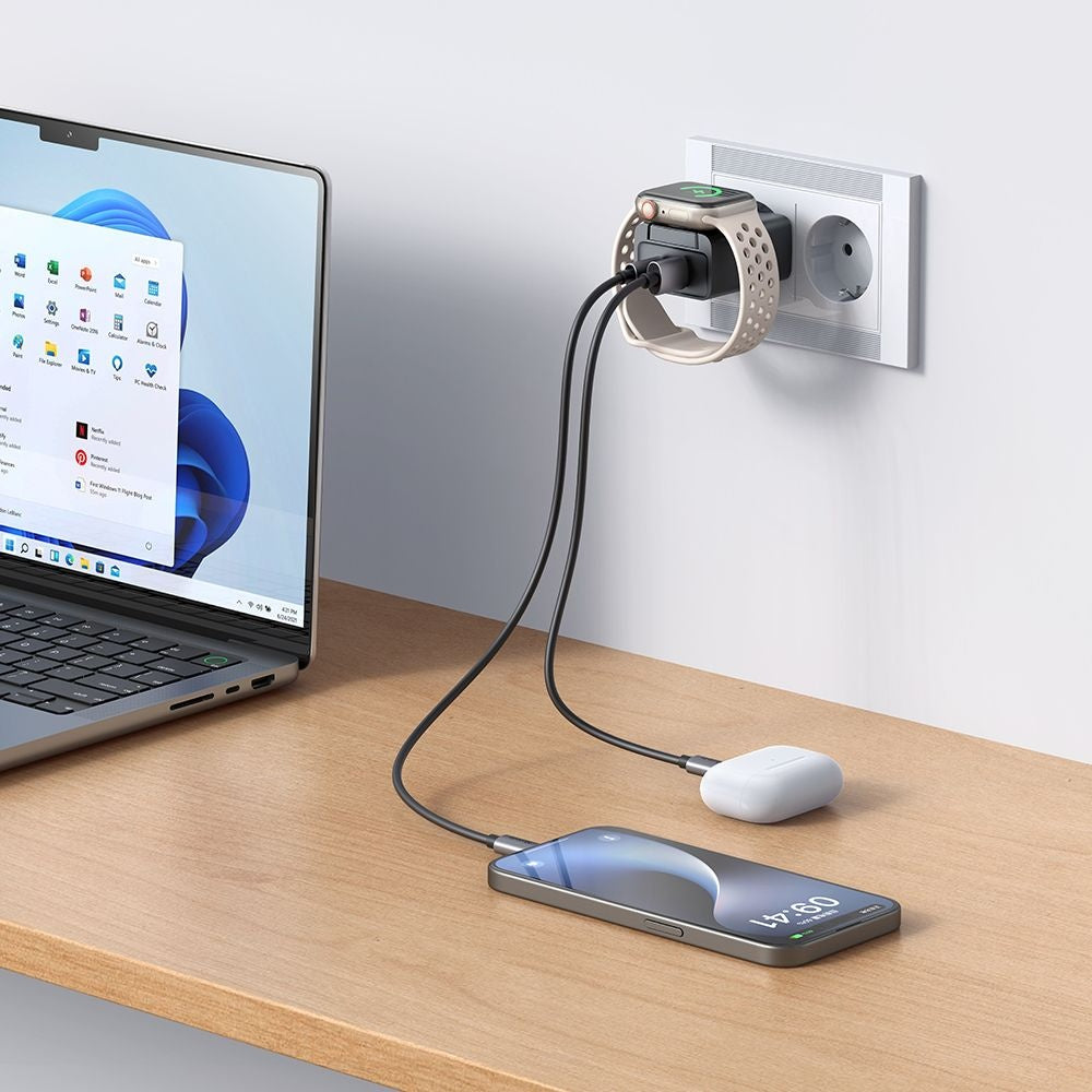 Carregador de Rede McDodo CH-3700 Companion, 30W, 3A, 1 x USB-A - 1 x USB-C, Preto