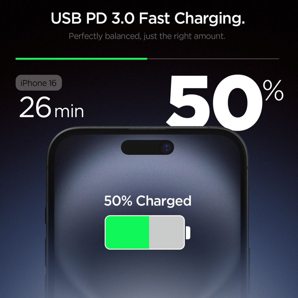 Carregador de Rede Spigen Essential, 20W, 3A, 1 x USB-C, Preto