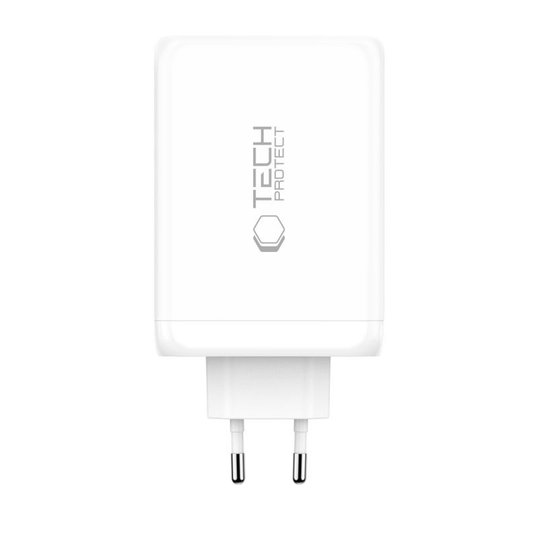Carregador de Rede Tech-Protect NC240W-GAN, 240W, 5A, 1 x USB-A - 3 x USB-C, Branco