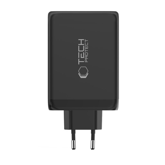 Carregador de Rede Tech-Protect NC240W-GAN, 240W, 5A, 1 x USB-A - 3 x USB-C, Preto