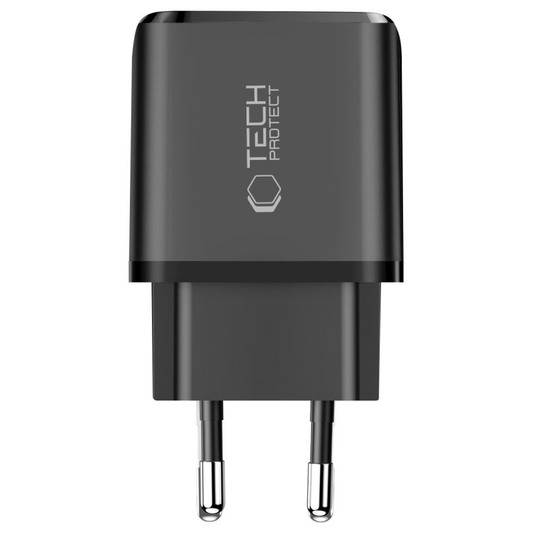 Carregador de Rede Tech-Protect NCA45W, 45W, 3A, 1 x USB-A - 1 x USB-C, Preto