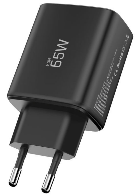 Carregador de Rede Tech-Protect NCA65W, 65W, 3A, 1 x USB-A - 2 x USB-C, Preto