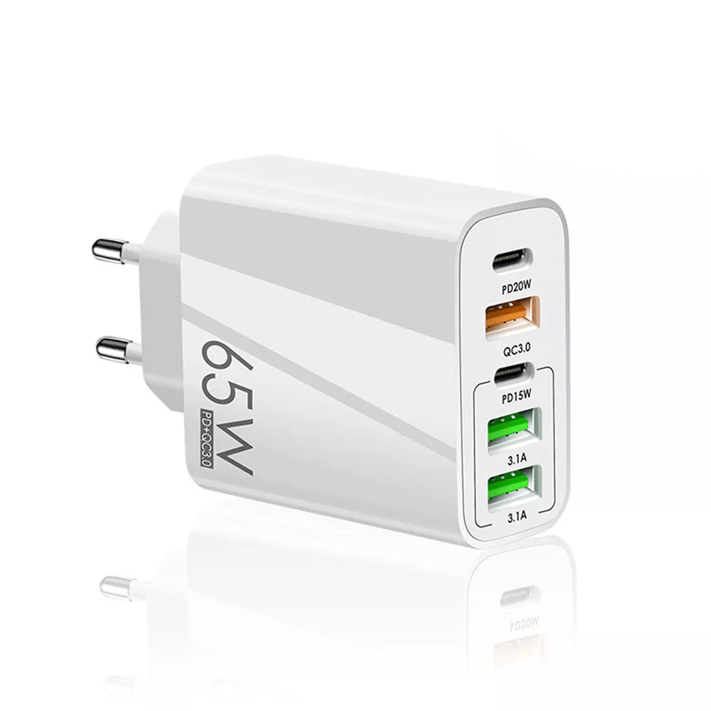 Carregador de Rede Techsuit CHC2 PentaXPower, 20W, 3A, 3 x USB-A - 2 x USB-C, Branco