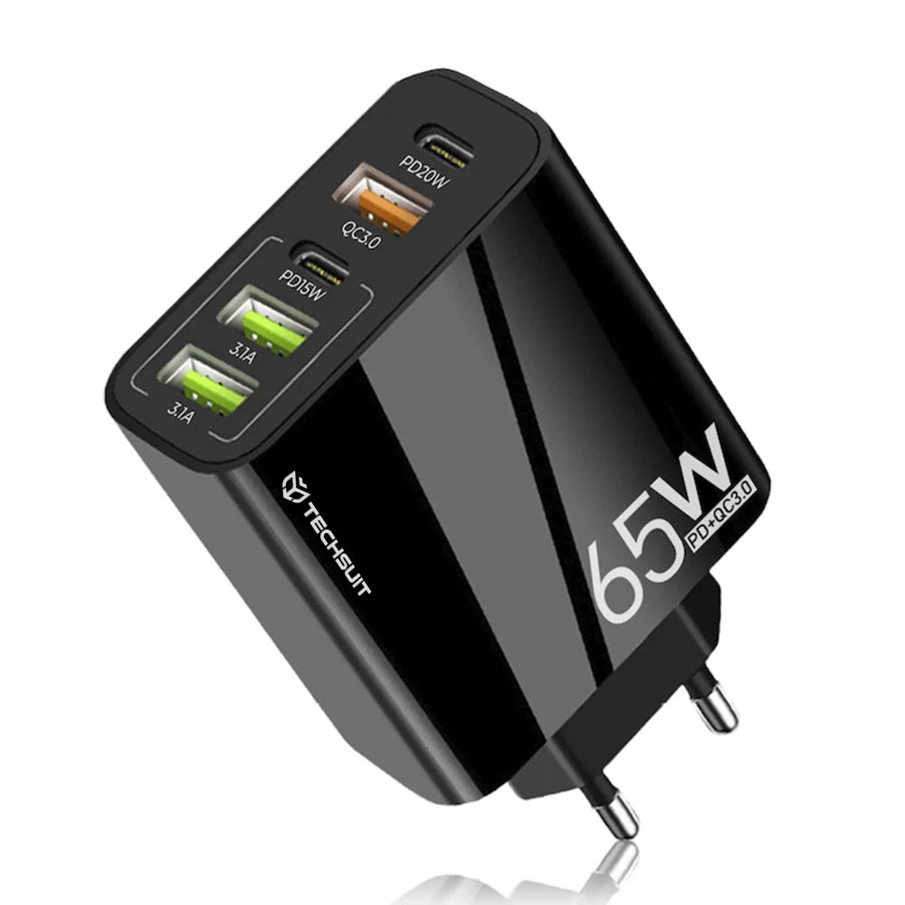 Carregador de Rede Techsuit CHC2 PentaXPower, 20W, 3A, 3 x USB-A - 2 x USB-C, Preto