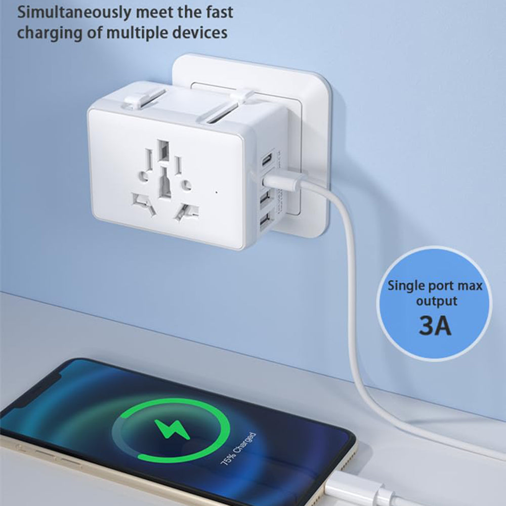 Carregador de Rede Techsuit HHt204A Travel, 15W, 3A, 2 x USB-A - 2 x USB-C, Preto