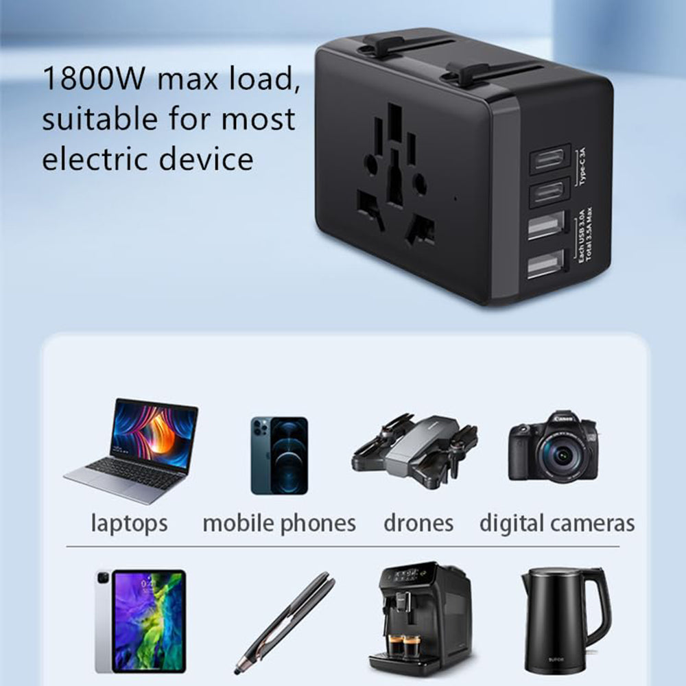 Carregador de Rede Techsuit HHt204A Travel, 15W, 3A, 2 x USB-A - 2 x USB-C, Preto