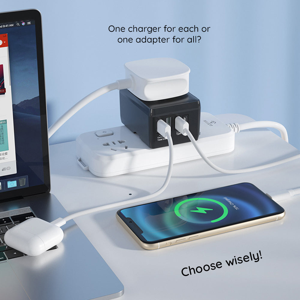 Carregador de Rede Techsuit HHt204A Travel, 15W, 3A, 2 x USB-A - 2 x USB-C, Preto