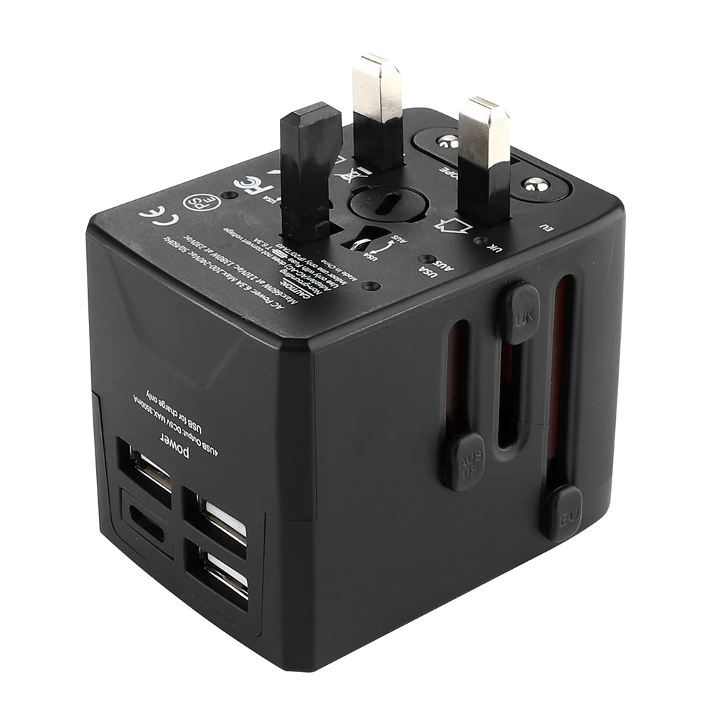Carregador de Rede Techsuit HHT520 Travel, 15W, 3A, 3 x USB-A - 1 x USB-C, Preto