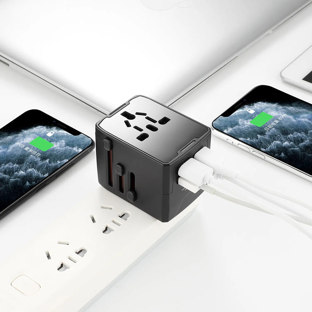 Carregador de Rede Techsuit HHT520 Travel, 15W, 3A, 3 x USB-A - 1 x USB-C, Preto