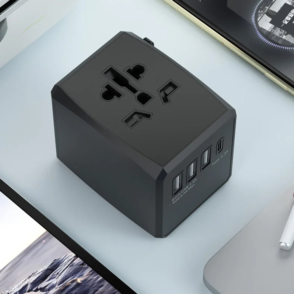 Carregador de Rede Techsuit HHT904-B1 Travel, 15W, 3A, 3 x USB-A - 1 x USB-C, Preto