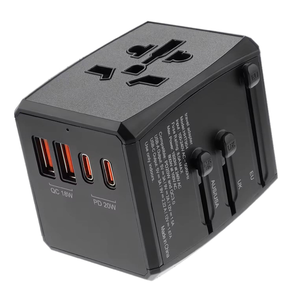 Carregador de Rede Techsuit HHT904-B2 Travel, 20W, 3A, 2 x USB-A - 2 x USB-C, Preto