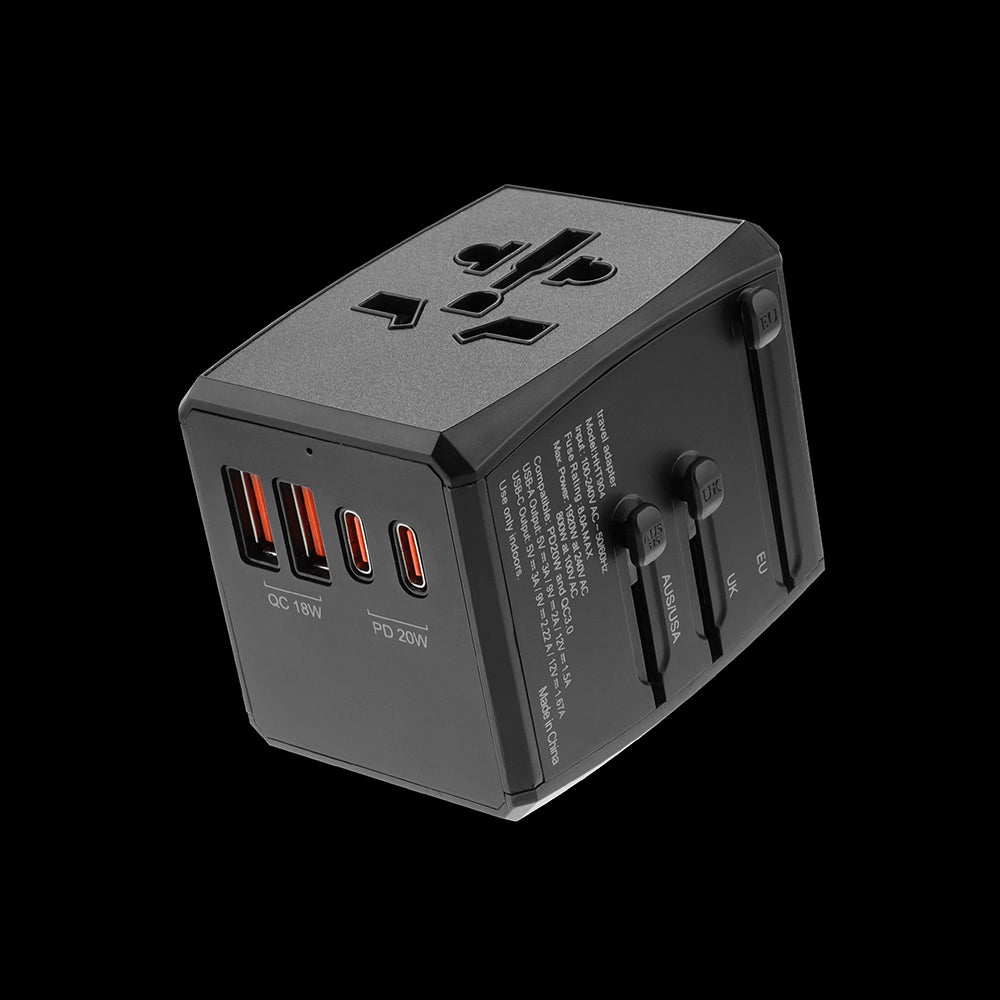 Carregador de Rede Techsuit HHT904-B2 Travel, 20W, 3A, 2 x USB-A - 2 x USB-C, Preto