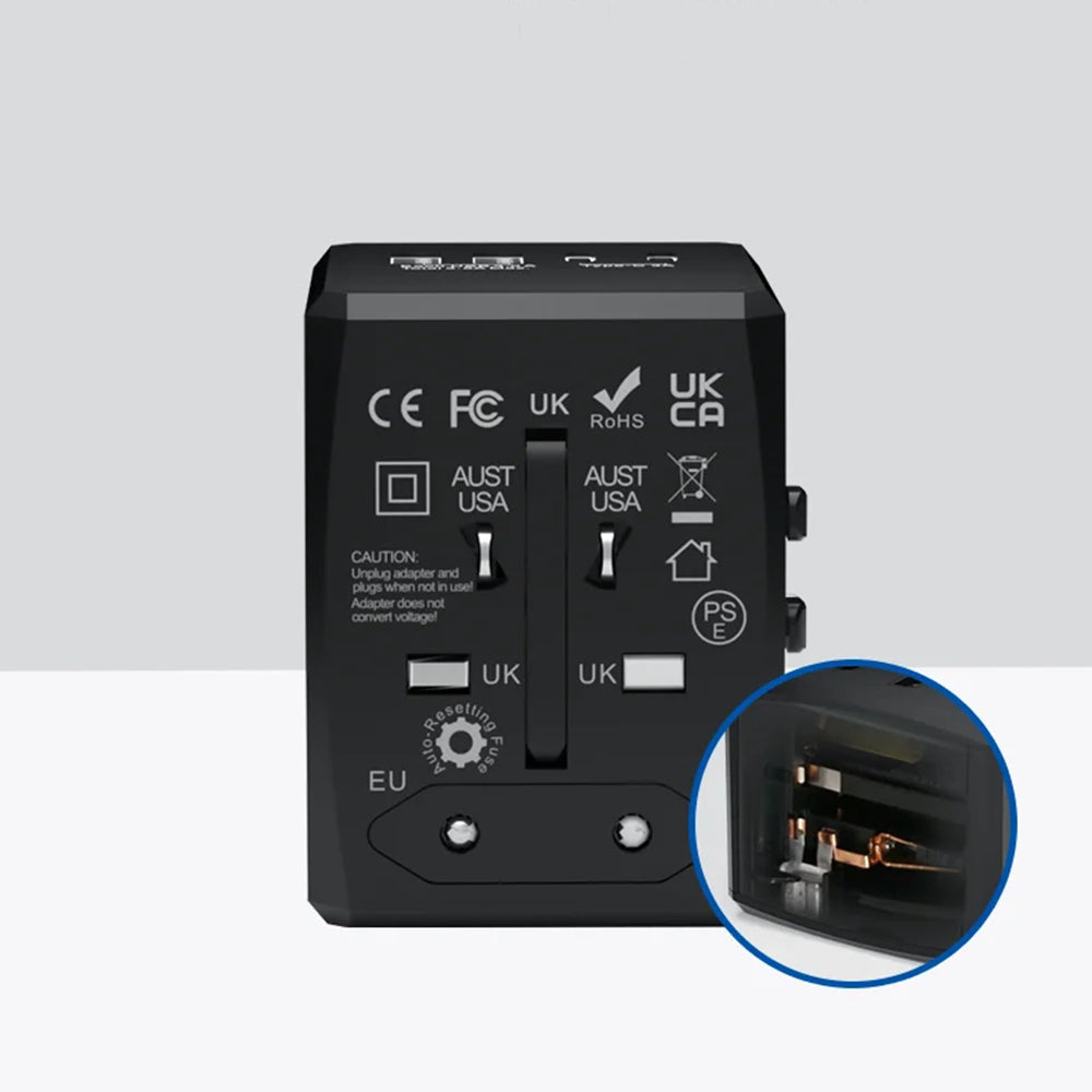 Carregador de Rede Techsuit HHT904-B2 Travel, 20W, 3A, 2 x USB-A - 2 x USB-C, Preto