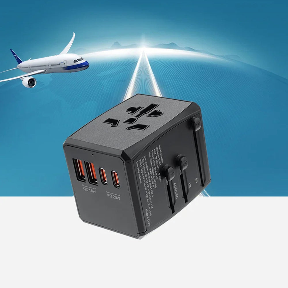 Carregador de Rede Techsuit HHT904-B2 Travel, 20W, 3A, 2 x USB-A - 2 x USB-C, Preto