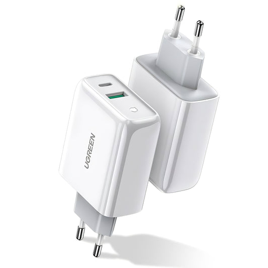 Carregador de rede UGREEN CD170, 36W, 3A, 1 x USB-A - 1 x USB-C, branco