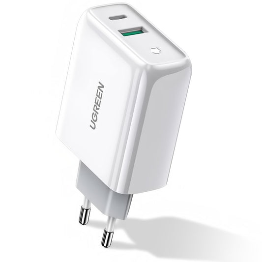 Carregador de rede UGREEN CD170, 36W, 3A, 1 x USB-A - 1 x USB-C, branco