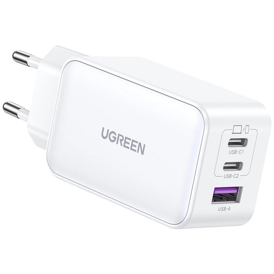 Carregador de rede UGREEN CD244, 65W, 3A, 1 x USB-A - 2 x USB-C, cinzento