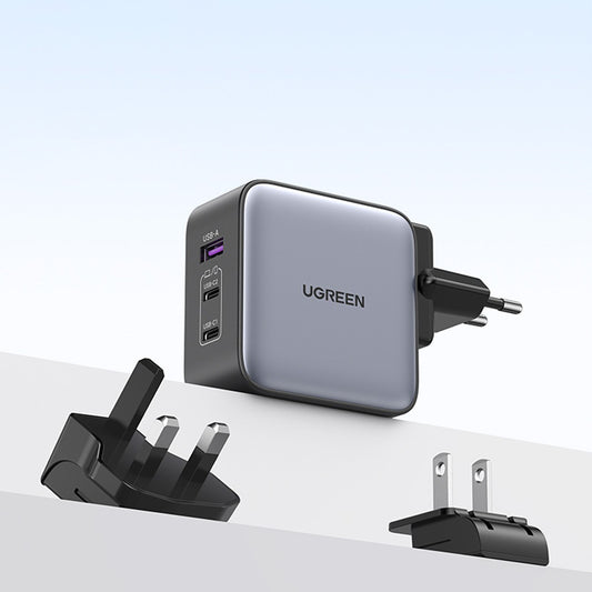 Carregador de rede UGREEN CD296, 65W, 5A, 1 x USB-A - 2 x USB-C, cinzento