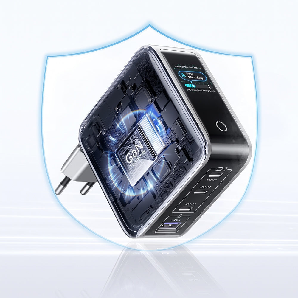 Carregador de rede UGREEN Nexode Pro X772 (95942B) com ecrã, 100 W, 5 A, 1 x USB-A - 3 x USB-C, Cinzento