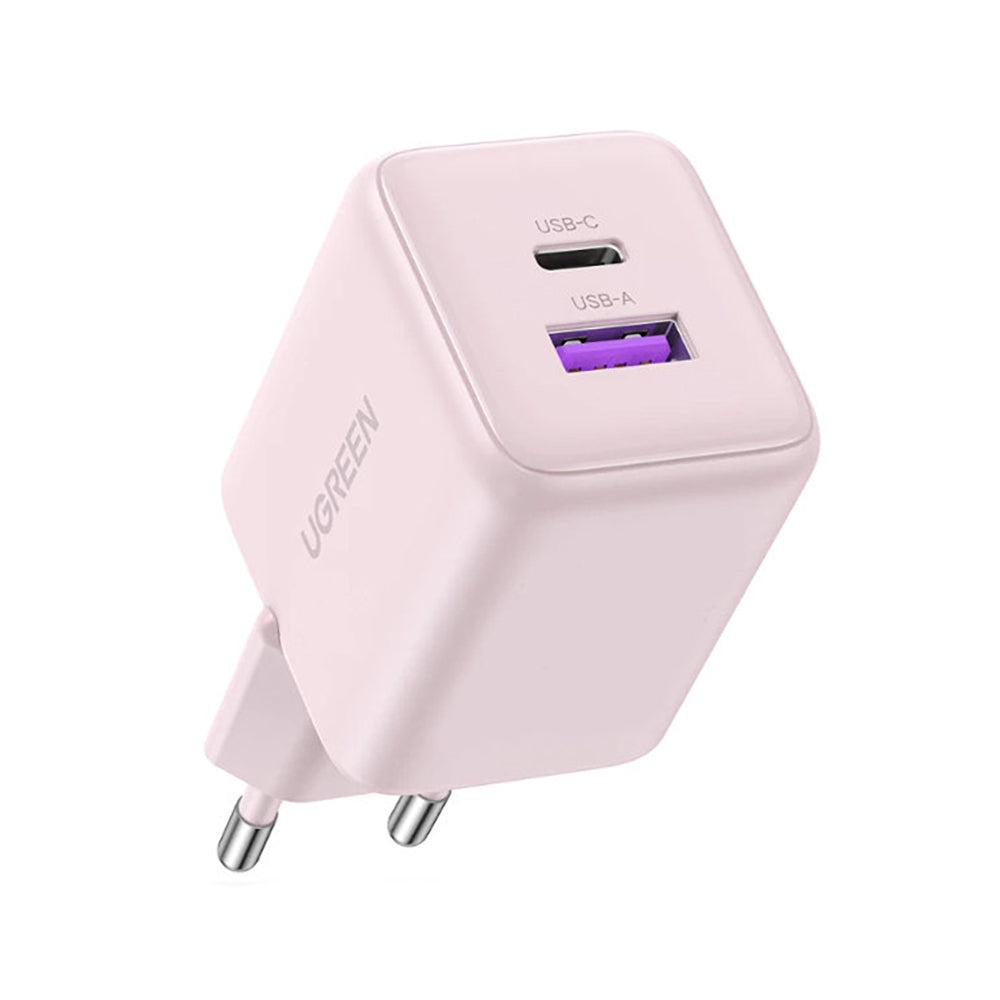 Carregador de Rede UGREEN X516, 30W, 3A, 1 x USB-A - 1 x USB-C, Rosa