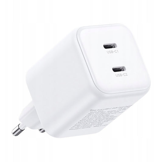 Carregador de Rede UGREEN X526 (65154), 45W, 3A, 2 x USB-C, Branco